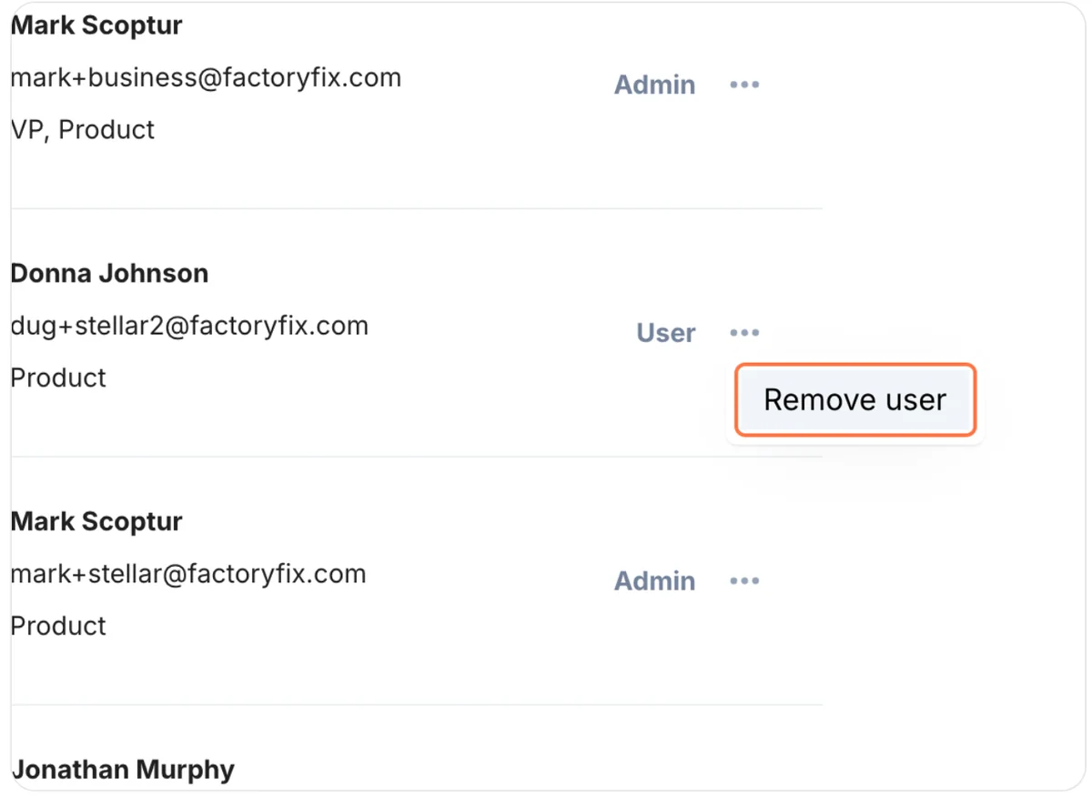 Select "Remove user"