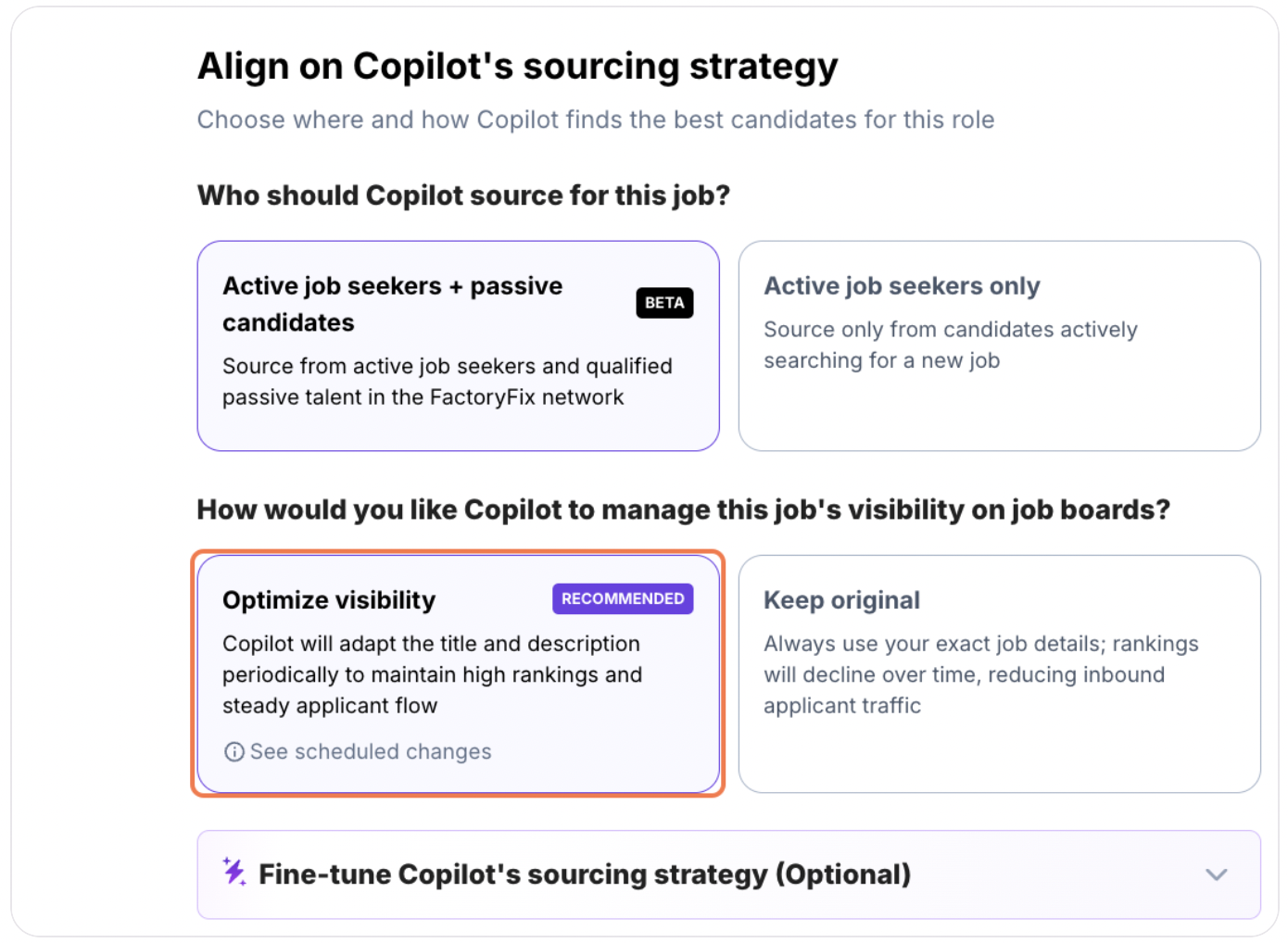 Job visibility options