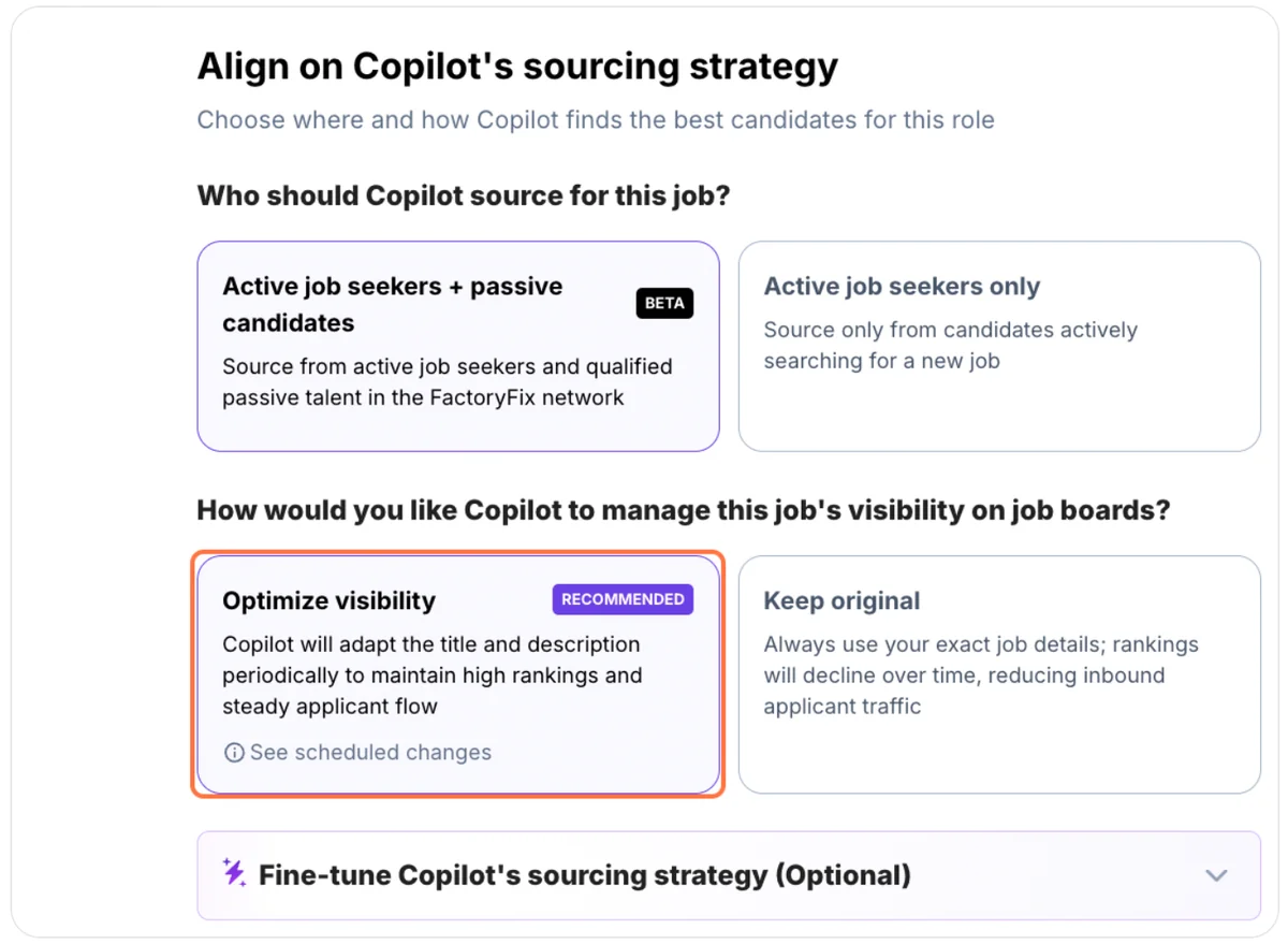 Job visibility options