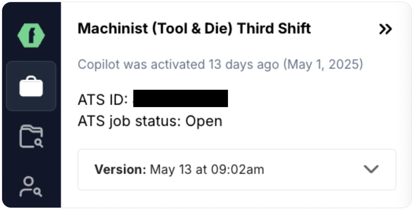 Location of the ATS Job ID in the job details panel