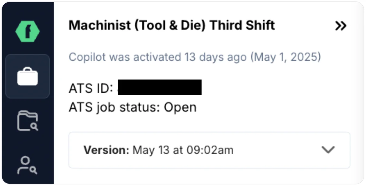 Location of the ATS Job ID in the job details panel