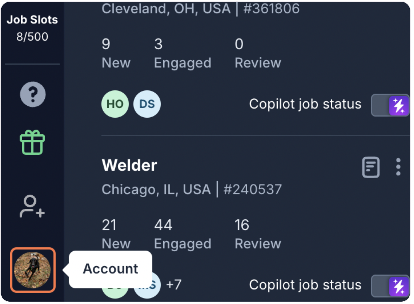 Click the account icon