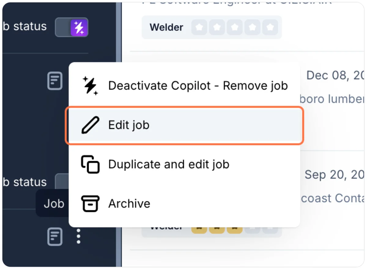 Select Edit Job from the menu