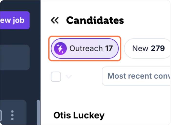 Diagram showing how candidates move from Outreach to Engaged stage