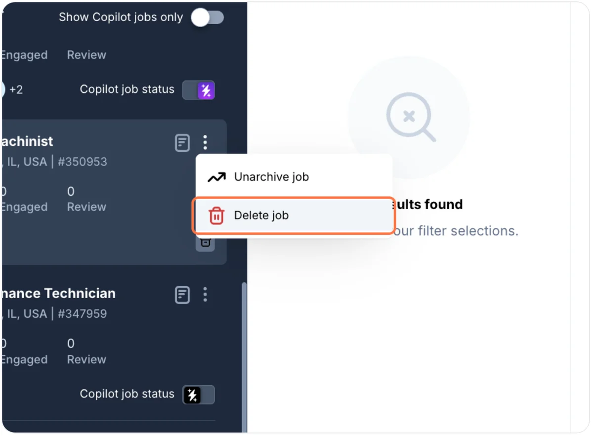 Deleting a job from the archive