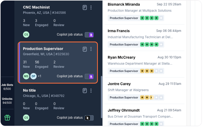 Select a job to view its candidate pipeline