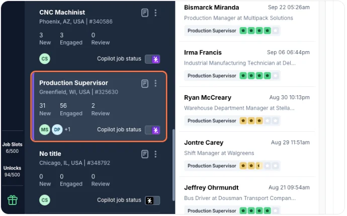 Select a job to view its candidate pipeline