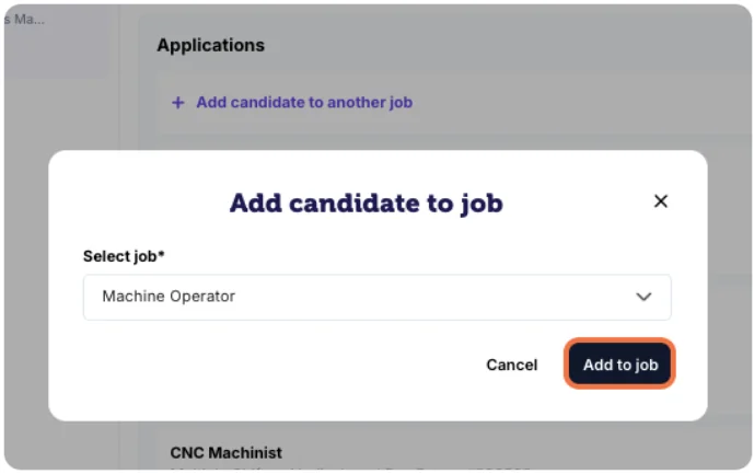 Select the destination job and confirm