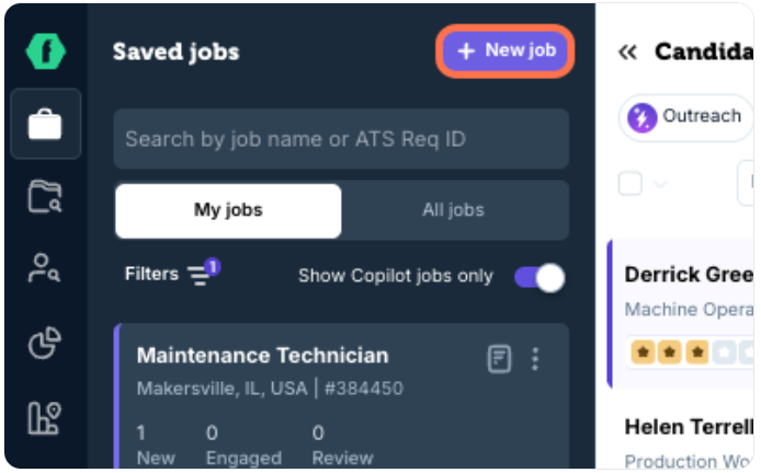 Click the + New job button