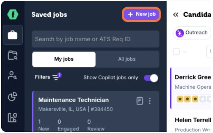 Click the + New job button