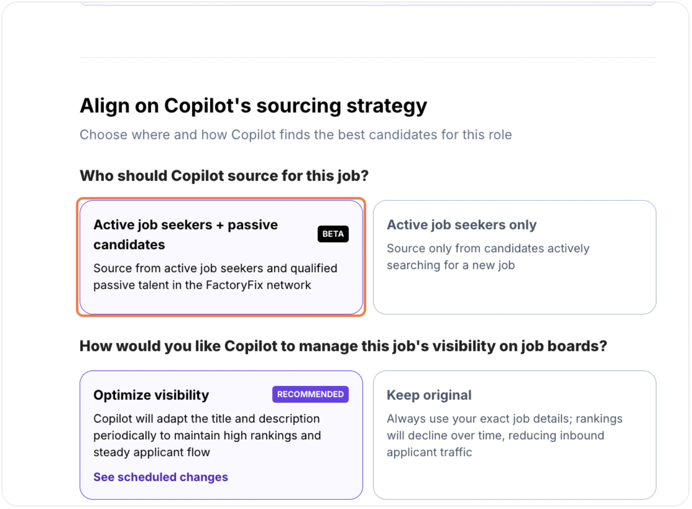 Selecting the Active Job Seekers + Passive Candidates option